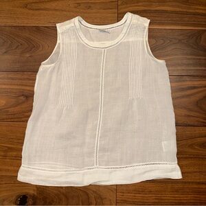 Vince Sheer White Sleeveless Blouse Size M